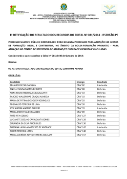 1&ordf; Retifica&ccedil;&atilde;o dos recursos - IF Sert&atilde;o-PE