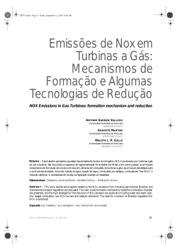Emiss&otilde;es de Nox em Turbinas a G&aacute;s: Mecanismos de