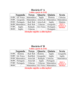 6&ordm; ano EF Hor&aacute;rio 2015