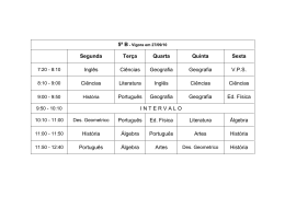 Segunda Ter&ccedil;a Quarta Quinta Sexta Ingl&ecirc;s Ci&ecirc;ncias