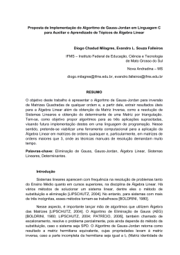 Proposta de Implementação do Algoritmo de Gauss-Jordan