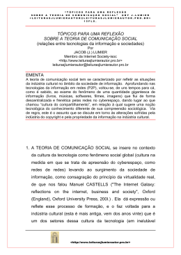 t&oacute;picos para uma reflex&atilde;o sobre a teoria de comunica&ccedil;&atilde;o social