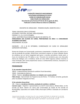 I Encontro de Jonalismo FIP - Programa&ccedil;&atilde;o