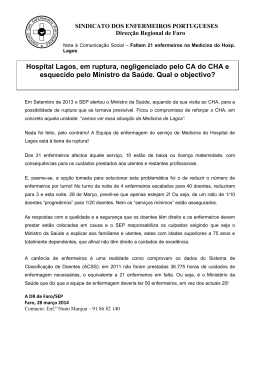 Nota à Comunicação Social - Sindicato dos Enfermeiros Portugueses