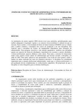 ENSINO DE CUSTOS NO CURSO DE ADMINISTRA&Ccedil;&Atilde;O DA
