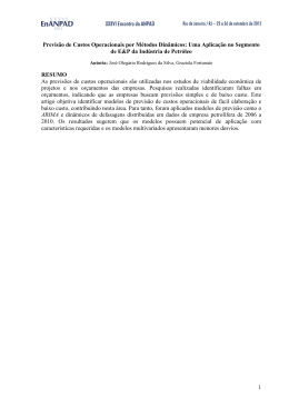 1 Previs&atilde;o de Custos Operacionais por M&eacute;todos Din&acirc;micos: Uma