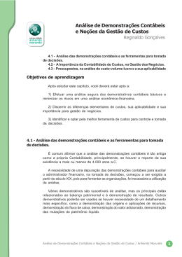 An&aacute;lise de Demonstra&ccedil;&otilde;es Cont&aacute;beis e No&ccedil;&otilde;es da Gest&atilde;o de Custos