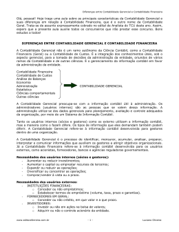 Diferenças entre Contabilidade Gerencial e