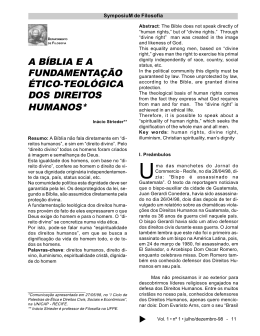 a b&iacute;blia e a fundamenta&ccedil;&atilde;o &eacute;tico-teol&oacute;gica dos direitos
