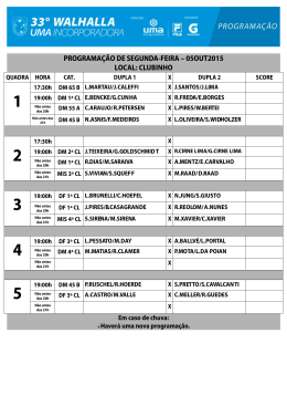 programa&ccedil;&atilde;o de segunda-feira &ndash; 05out2015 local: clubinho