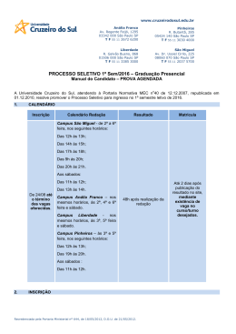 Manual do Candidato - Universidade Cruzeiro do Sul