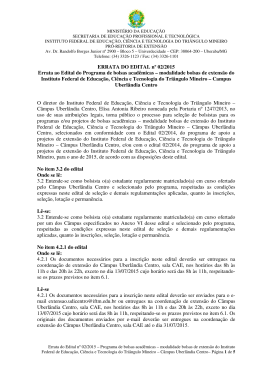ERRATA DO EDITAL n&ordm; 02/2015 Errata ao Edital do