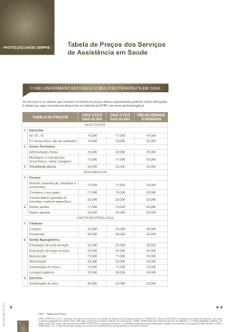 Tabela de Preços dos Serviços de Assistência em
