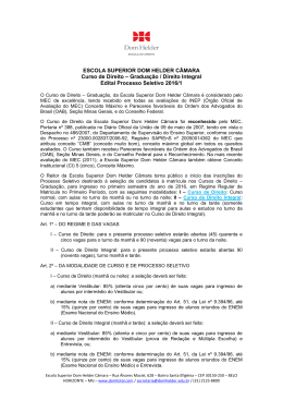 Edital - Escola Superior Dom Helder C&acirc;mara