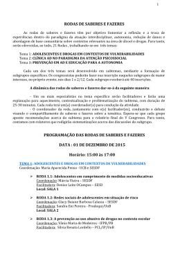 RODAS DE SABERES E FAZERES PROGRAMA&Ccedil;&Atilde;O DAS RODAS