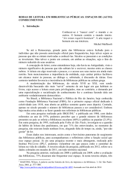RODAS DE LEITURA EM BIBLIOTECAS P&Uacute;BLICAS: ESPA&Ccedil;OS DE