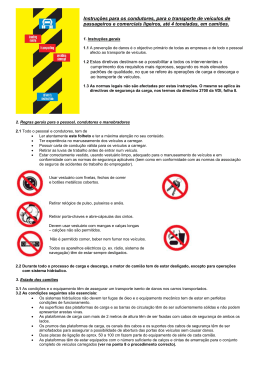Instru&ccedil;&otilde;es para os condutores, para o transporte de ve&iacute;culos