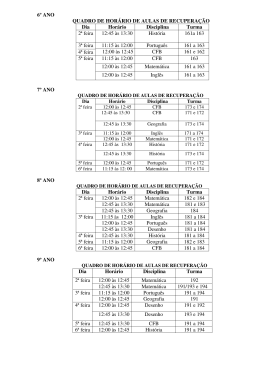 6&ordm; ANO QUADRO DE HOR&Aacute;RIO DE AULAS DE RECUPERA&Ccedil;&Atilde;O