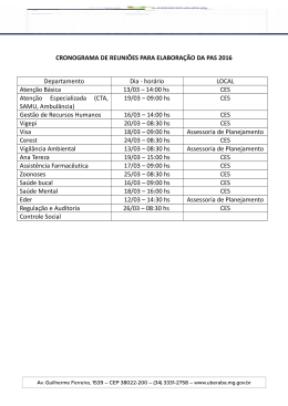 Cronograma de Reunião PAS 2016