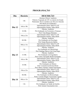 PROGRAMA&Ccedil;&Atilde;O Dia Hor&aacute;rio DESCRI&Ccedil;&Atilde;O Dia 12 Dia 13 Dia 14