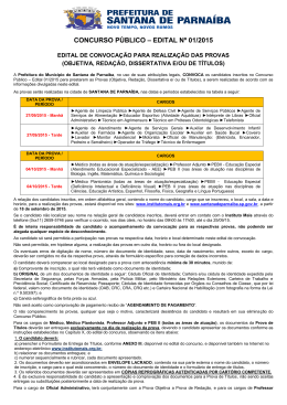 CONCURSO P&Uacute;BLICO &ndash; EDITAL N&ordm; 01/2015