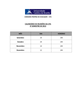 CALENDÁRIO DE REUNIÕES DA CPA 2º SEMESTRE DE 2013