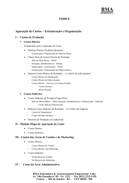 Apura&ccedil;&atilde;o de Custos &ndash; Estrutura&ccedil;&atilde;o e Organiza&ccedil;&atilde;o