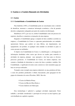 3. Custos e o Custeio Baseado em Atividades