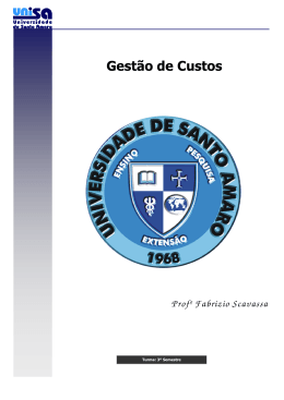 Gest&atilde;o de Custos