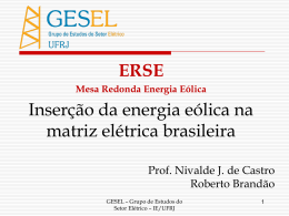 Inserção de energia eólica na matriz eléctrica brasileira