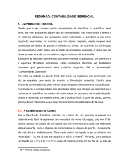RESUMO: CONTABILIDADE GERENCIAL