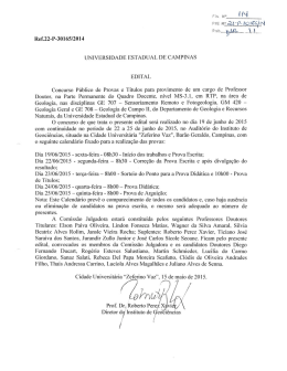 Calendário das Provas - Instituto de Geociências
