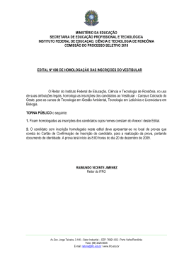 edital n&ordm; 008/2009 &ndash; de homologa&ccedil;&atilde;o das inscri&ccedil;oes do