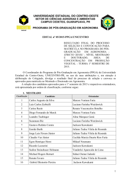 EDITAL n&ordm; 01/2006 PPGA/UNICENTRO