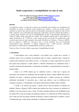 Ruído ocupacional e a inteligibilidade em salas de aula