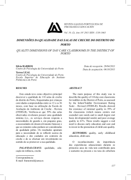 Dimens&ocirc;es da qualidade das salas de creche do distrito do