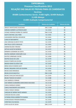 EXPROBRASIL Processo Classificat&oacute;rio 2013 RELA&Ccedil;&Atilde;O DAS