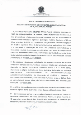 Edital de Elimina&ccedil;&atilde;o - Justi&ccedil;a Federal na Para&iacute;ba