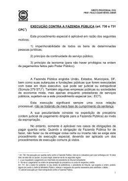 EXECU&Ccedil;&Atilde;O CONTRA A FAZENDA P&Uacute;BLICA (art. 730