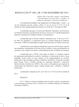 RESOLU&Ccedil;&Atilde;O N&ordm; 1041, DE 13 DE DEZEMBRO DE 2013 - CRMV-SP