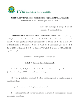 INSTRU&Ccedil;&Atilde;O CVM N&ordm; 541, DE 20 DE DEZEMBRO DE 2013, COM