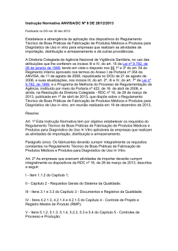 Instrução Normativa ANVISA/DC Nº 8 DE 26/12/2013 Estabelece a
