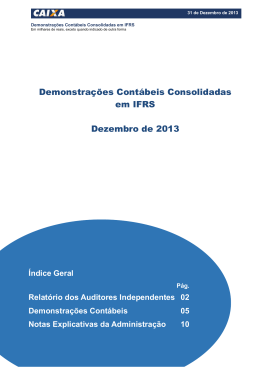 Demonstra&ccedil;&otilde;es Cont&aacute;beis Consolidadas em IFRS Dezembro de 2013