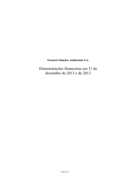 Demonstra&ccedil;&otilde;es financeiras em 31 de dezembro de 2013
