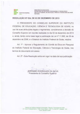 RESOLUÇÃO N° 034, DE 03 DE DEZEMBRO DE 2013