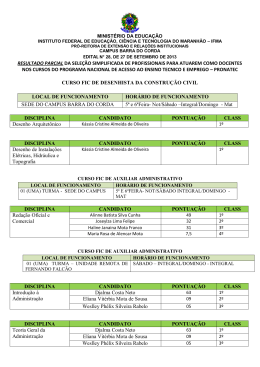 RESULTADO PARCIAL DA SELE&Ccedil;&Atilde;O SIMPLIFICADA DE