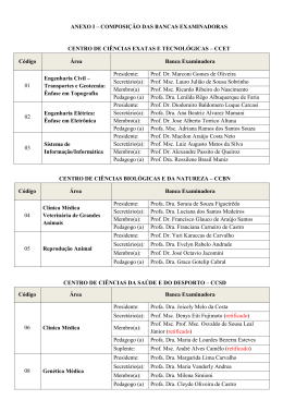 ANEXO I &ndash; COMPOSI&Ccedil;&Atilde;O DAS BANCAS EXAMINADORAS