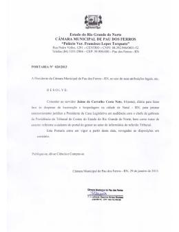 Concede uma di&aacute;ria ao servidor Jaime de Carvalho Costa Neto