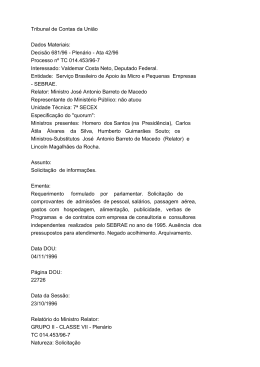 Tribunal de Contas da União Dados Materiais: Decisão 681/96