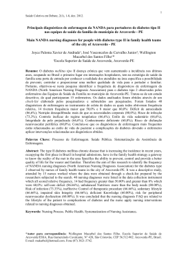 Principais diagn&oacute;sticos de enfermagem da NANDA para
